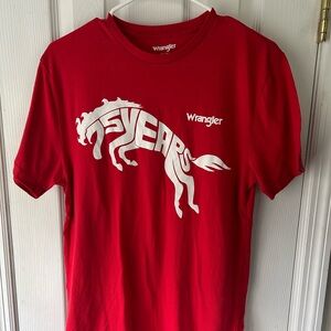 Wrangler Red Tee with White Logo Patch